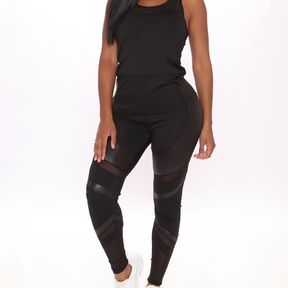 Fashion Nova You Want To Be Me Athleisure Tank And Legging Set Black Size large - Picture 3 of 16